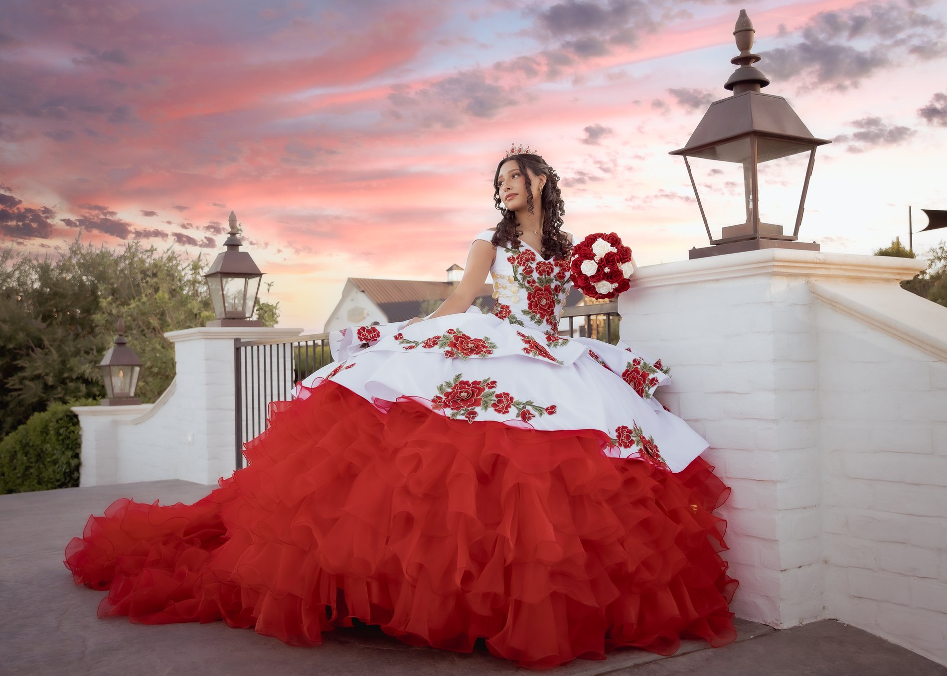 Jayleen quinceañera portrait by Pak Studios in dress portrait session in Tolleson, Arizona